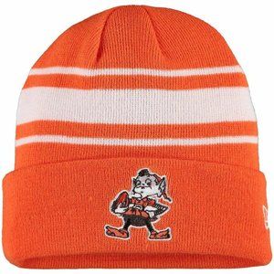 Cleveland Browns NFL Striped Elf with Football Logo Knit Hat Cap Bea…